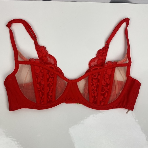 We Are HAH Free People Caged Up Underwire Bra - Blood Orange - C 30-38 - Picture 4 of 11